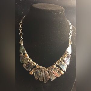 Abalone Stamped 925 Sterling Silver Necklace